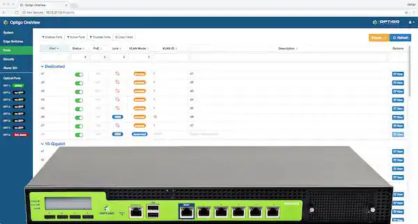 Network switch interface and rack-mounted Ethernet switch