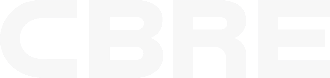 White CBRE logo on black background