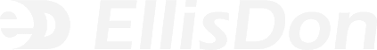 White EllisDon logo with stylized emblem on black background